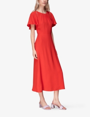 Shop Whistles Women's Red Annabelle Cape-sleeves Woven Midi Dress