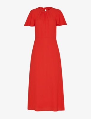 Whistles Annabelle Cape Sleeve Dress In Red