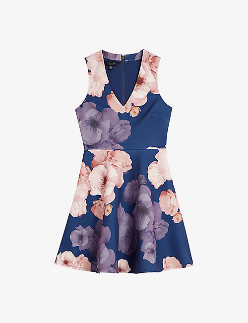 TED BAKER: Emleey floral-print stretch-woven mini dress
