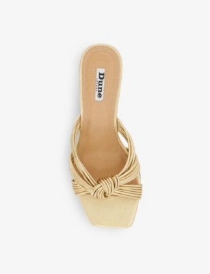 Shop Dune Kope Knot-front Leather Wedge Mules In Gold-leather