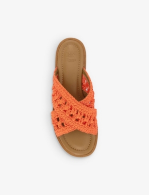Shop Dune Level Crochet Sandals In Orange-synthetic