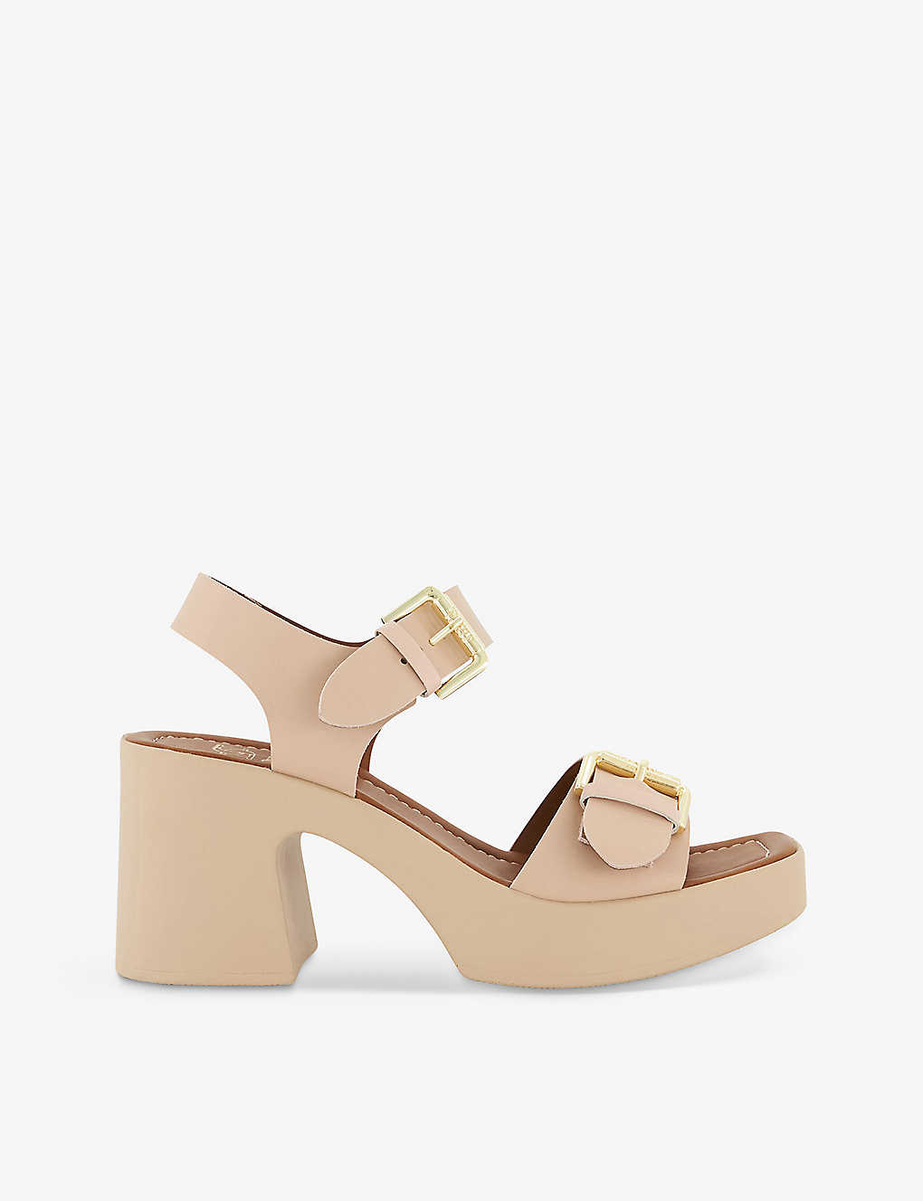 Dune Womens Blush-leather Jenies Two-buckle Leather Platform Sandals
