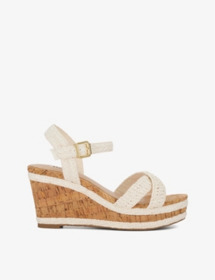 DUNE - Kelisa braided-strap wedge-heel faux-leather heels | Selfridges.com