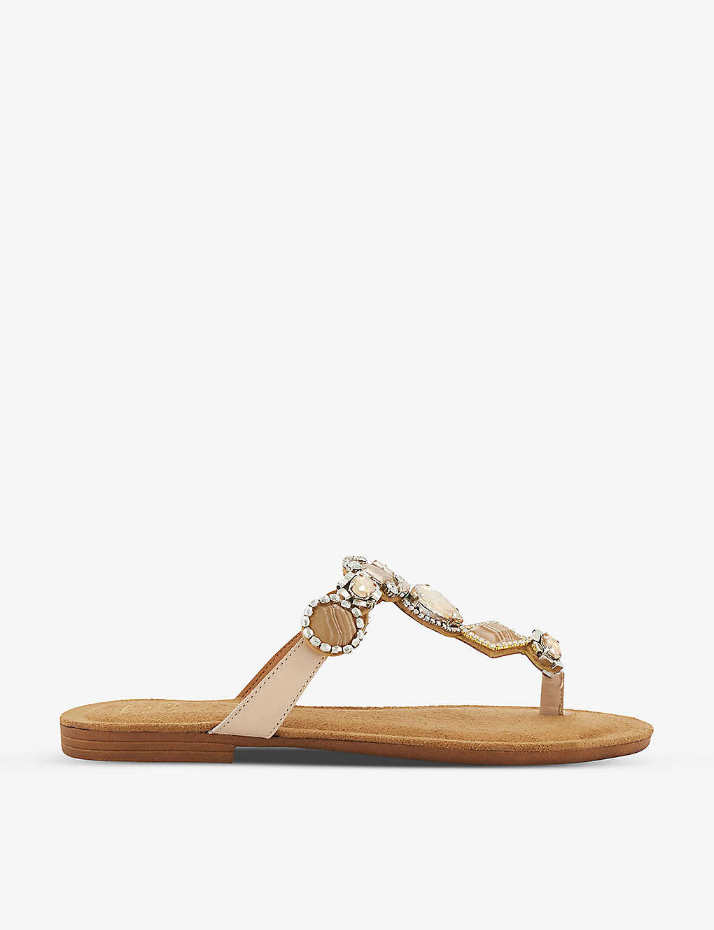 Dune Womens Ecru-leather Jewelled-embellished Leather Sandals In None/clear