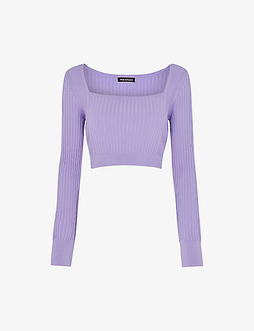 WHISTLES: Cropped rib-knit recycled polyester-blend top