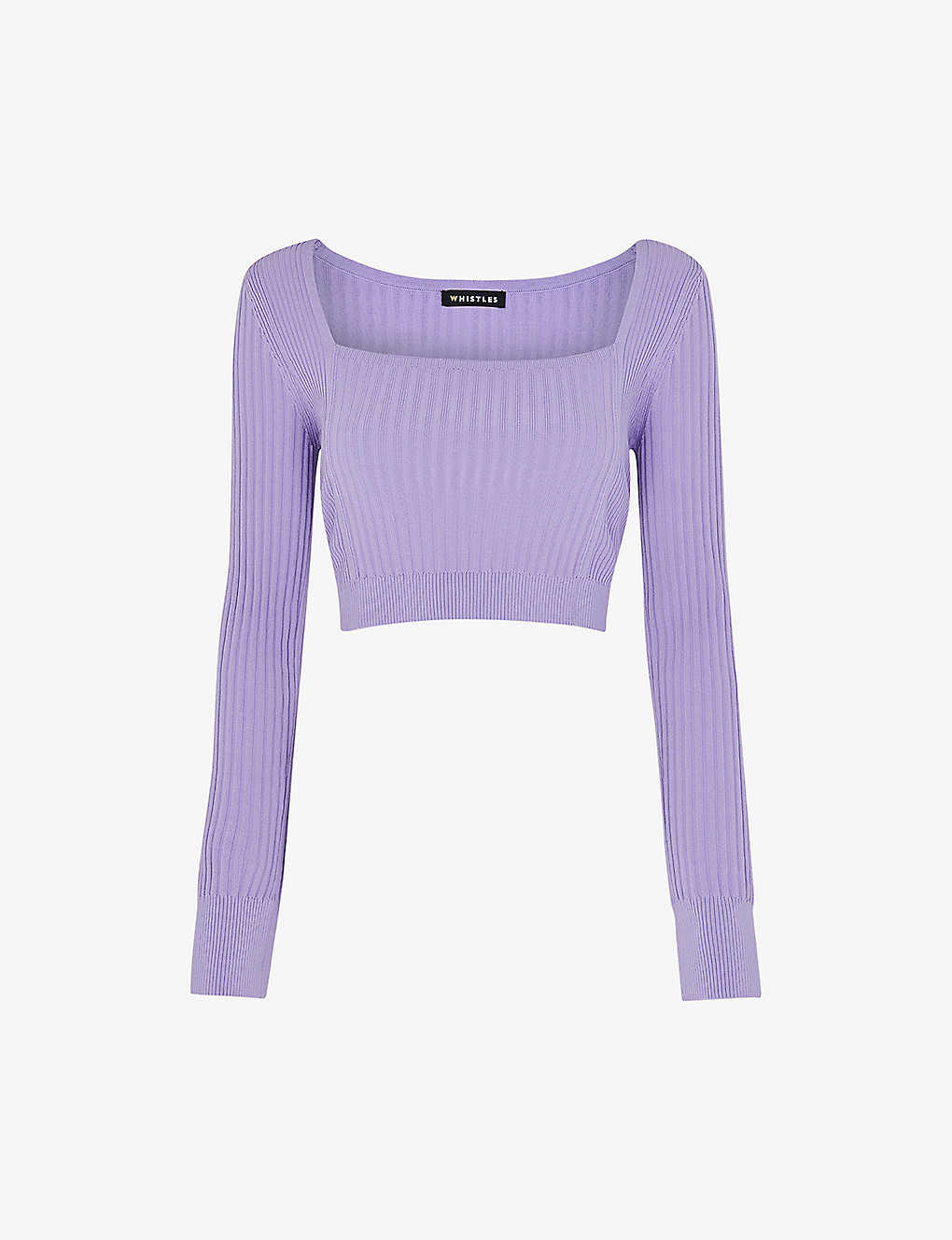 Whistles Womens Lilac Cropped Rib-knit Recycled Polyester-blend Top