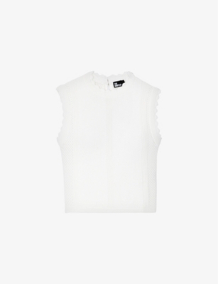 THE KOOPLES: Scalloped-neck knitted-mesh top