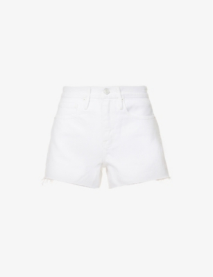 Frame White Denim Shorts In Blanc Blnc