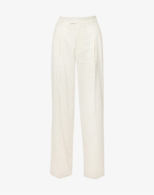 RAILS: Marnie striped straight-leg mid-rise linen-blend trousers