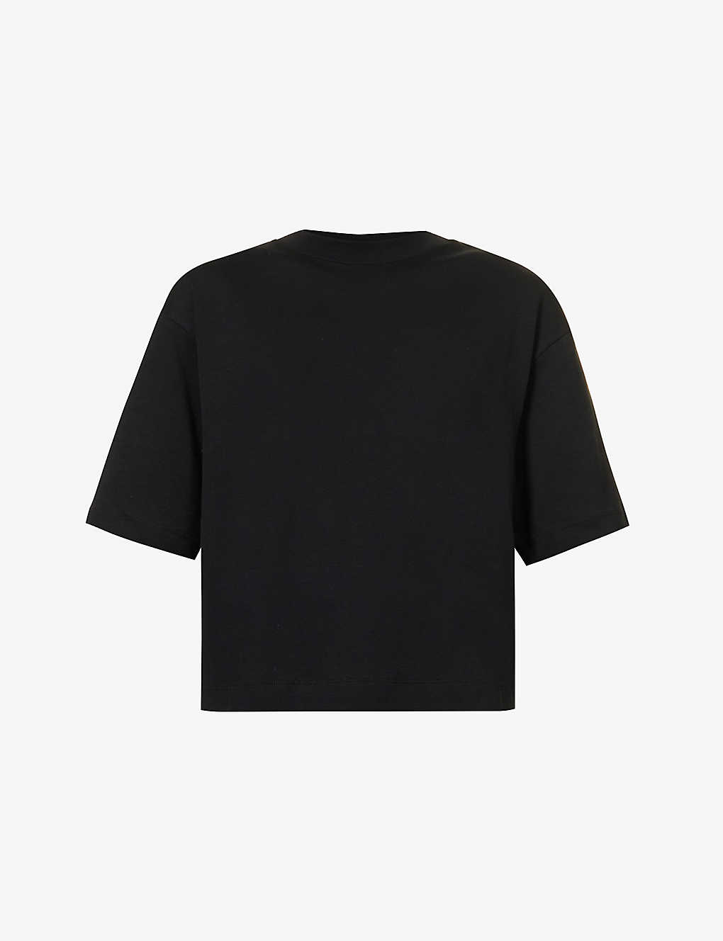 Shop Vince Women's Black Wide-sleeve Boxy-fit Cotton-jersey T-shirt
