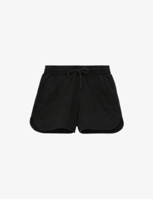 The Kooples Womens Bla55 Logo-embroidered Drawstring-waist Cotton Shorts In Bla55