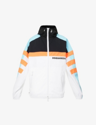 DSQUARED2: Contrast-panel toggle-hem relaxed-fit stretch-cotton hooded bomber jacket