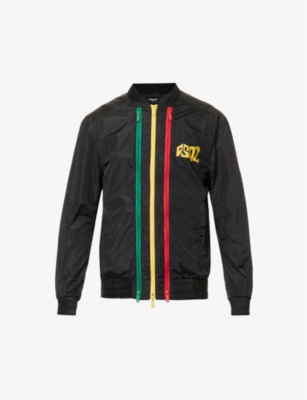 DSQUARED2: Contrast-panel stand-collar regular-fit shell bomber jacket