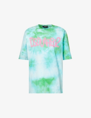 Dsquared2 Man T-shirt Azure Size Xxxl Cotton In Off White/green