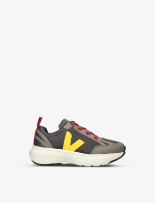 Veja Canary Logo-embroidered Panelled Mesh Low-top Trainers 6-9 Years In Grey/m.cmb