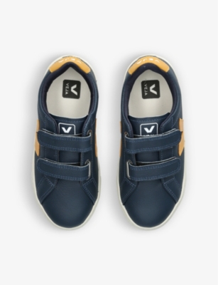 Shop Veja Boys Navy Kids Esplar Logo-embroidered Leather Low-top Trainers 6-9 Years