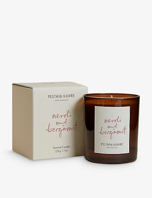 PLUM AND ASHBY: Neroli and Bergamot scented wax candle 220g