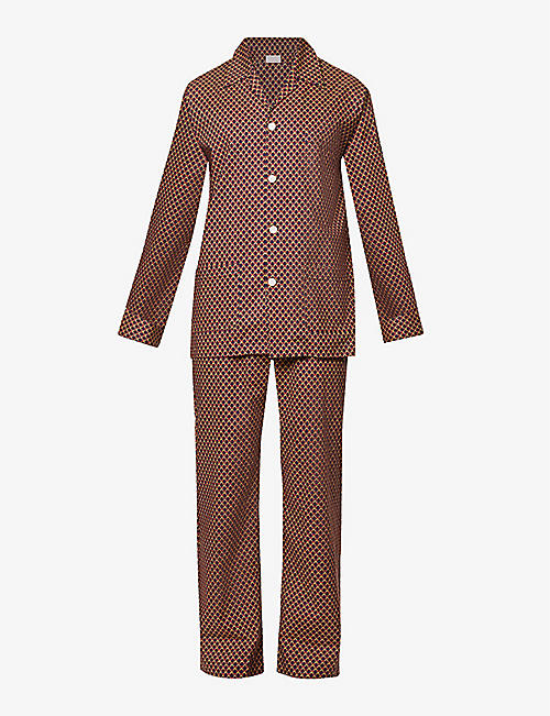 DEREK ROSE: Elton John x Derek Rose Ledbury geometric-print cotton pyjamas
