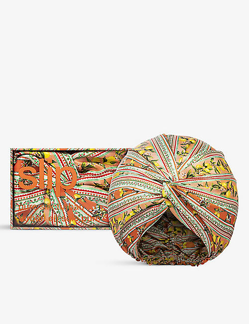 SLIP: Pattern-embellished double-lined silk turban
