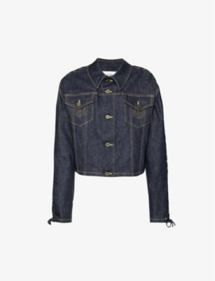 Jean Paul Gaultier Womens Indigo Contrast-stitch Cropped Cotton 