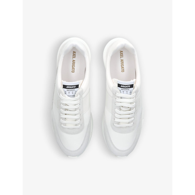 Shop Axel Arigato Men's White/comb Genesis Vintage Runner Leather And Recycled-polyester Trainers