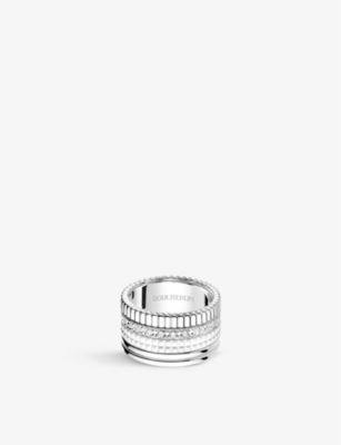 Boucheron Womens White Gold Quatre Double White Edition Large 18ct White-gold, White Hyceram And 0.5