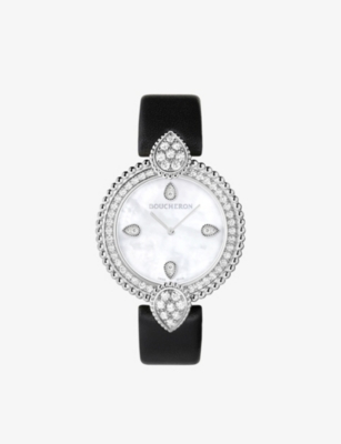 BOUCHERON: WA015801 Serpent Bohème steel, 1.21ct and leather diamond quartz watch