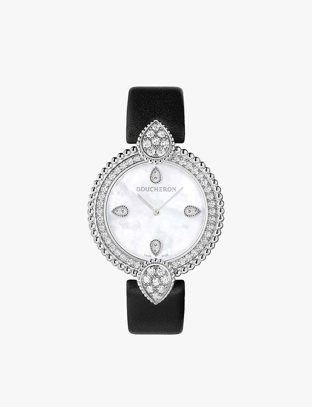 Boucheron Women's Steel Wa015801 Serpent Bohème Steel, 1.21ct And Leather Diamond Quartz Watch