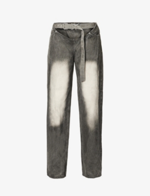 Y/project Y Project Faded Jeans With Cut-out Waist In Faded Black