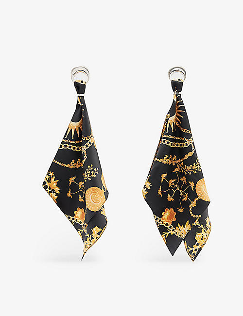 MARINE SERRE: Moon recycled-pewter and silk earring
