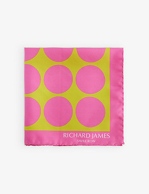 RICHARD JAMES: Elton John x Richard James polka-dot patterned silk pocket square