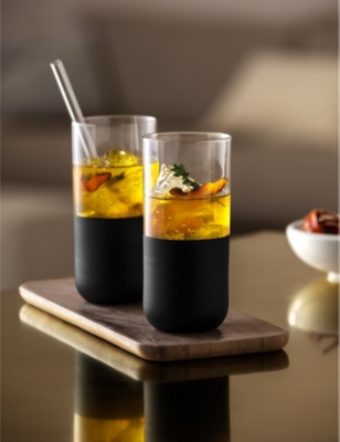VILLEROY & BOCH MANUFACTURE ROCK LONG GLASS TUMBLERS SET OF FOUR