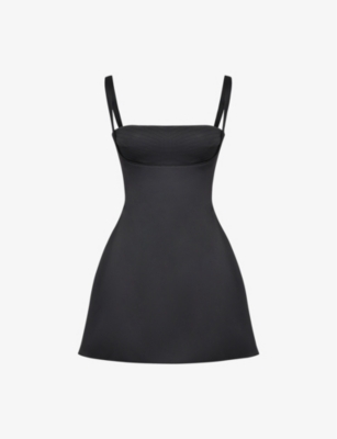 House Of Cb Womens Black Kara Stretch-woven Mini Slip Dress
