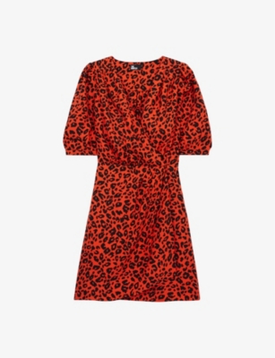 The Kooples Leopard Print Faux Wrap Dress In Ora4