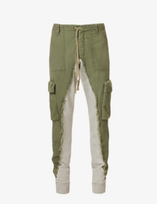 GREG LAUREN - Distressed double-layered tapered-leg cotton