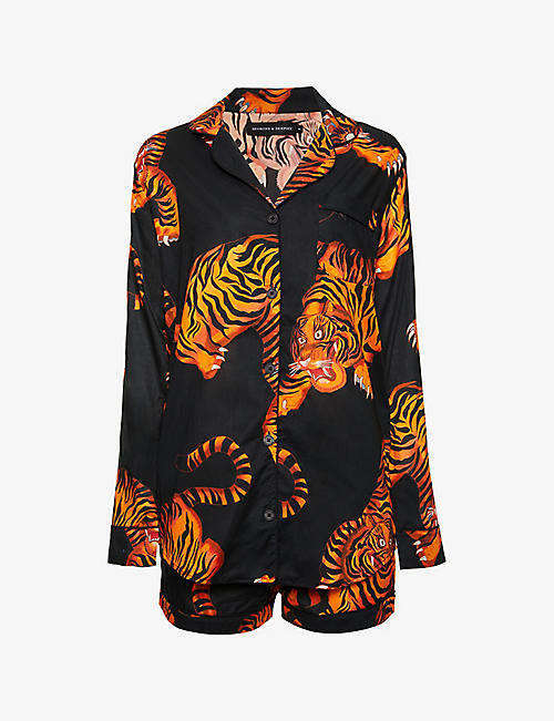 DESMOND AND DEMPSEY: Rayas tiger-print cotton pyjamas