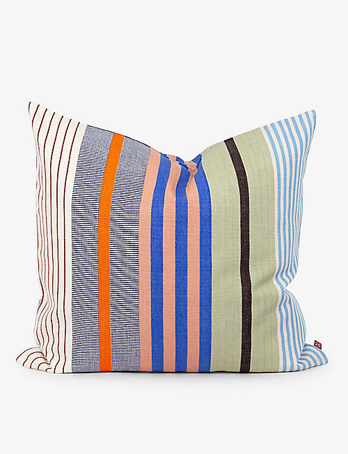 A WORLD OF CRAFT BY AFROART: Olivia striped cotton cushion cover 50cm x 50cm