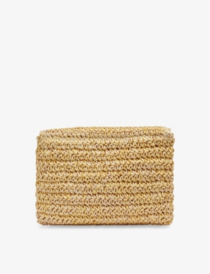 LK BENNETT LK BENNETT WOMEN'S YEL-YELLOW KLARA OVERSIZED RAFFIA CLUTCH BAG