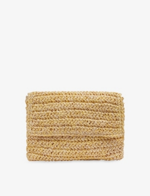 LK BENNETT LK BENNETT WOMEN'S YEL-YELLOW KLARA OVERSIZED RAFFIA CLUTCH BAG