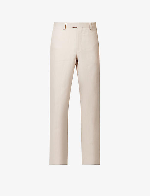 TIGER OF SWEDEN: Tayson jetted-pocket straight-leg regular-fit linen trousers