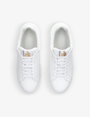 Lanvin Leather Low Top Sneakers With Contrasting Heel Counter In White