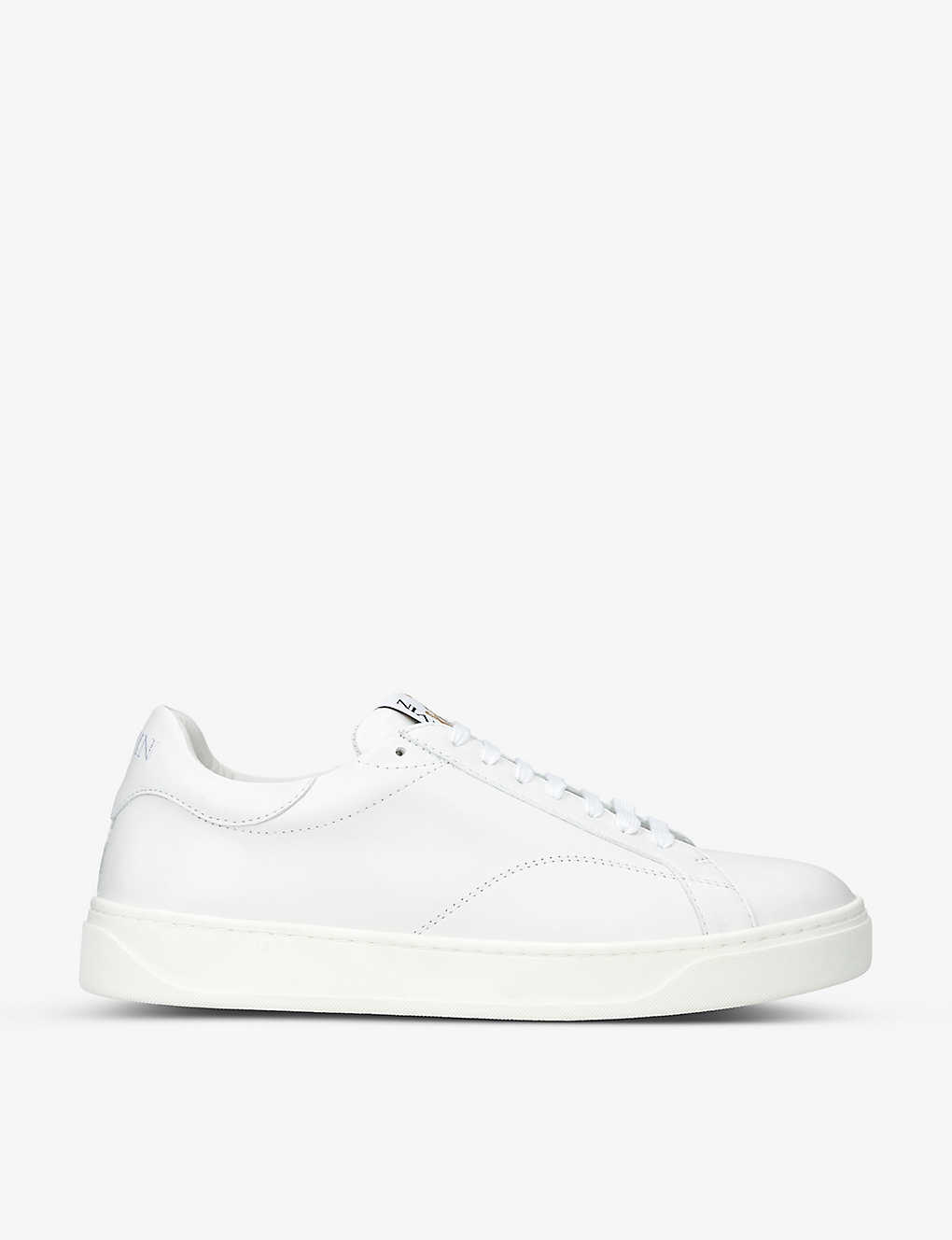 Shop Lanvin Dbb0 Logo-embroidered Leather Low-top Trainers In White