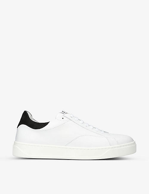 LANVIN: DBB0 logo-embroidered leather low-top trainers