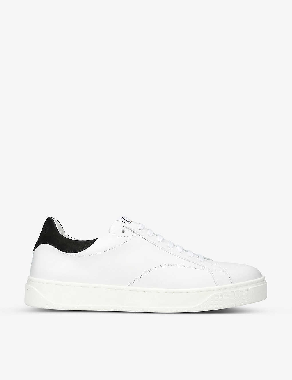 Lanvin Dbb0 Logo-embroidered Leather Low-top Trainers In White/blk