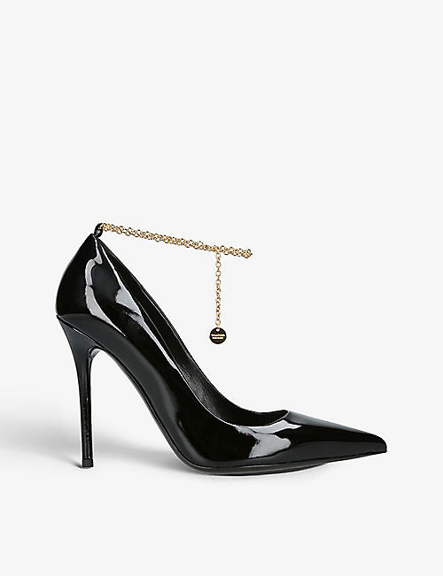 TOM FORD: Anklet-embellished patent-leather heeled courts