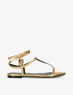 TOM FORD: Padlock buckle-embellishment leather sandals