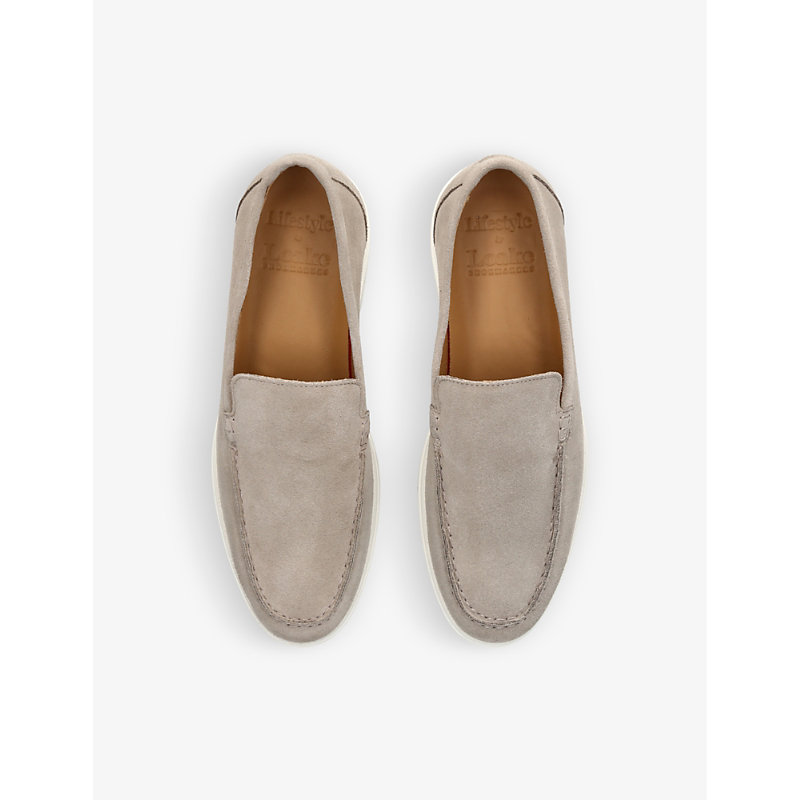 Shop Loake Grey Tuscany Slip-on Suede Loafers
