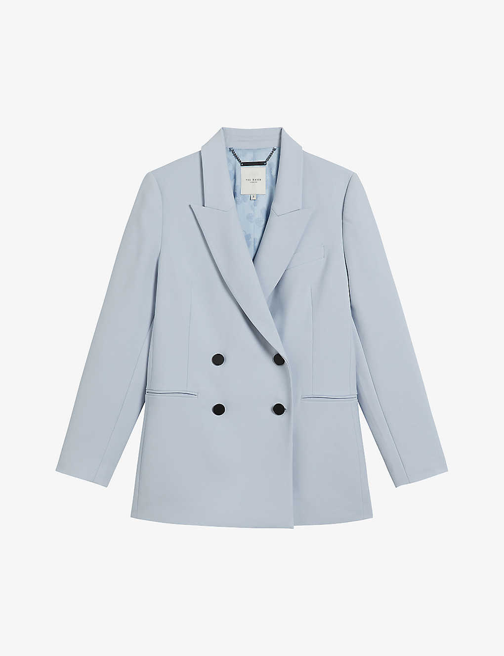 Shop Ted Baker Hildia Peak-lapel Double-breasted Woven Jacket In Baby-blue