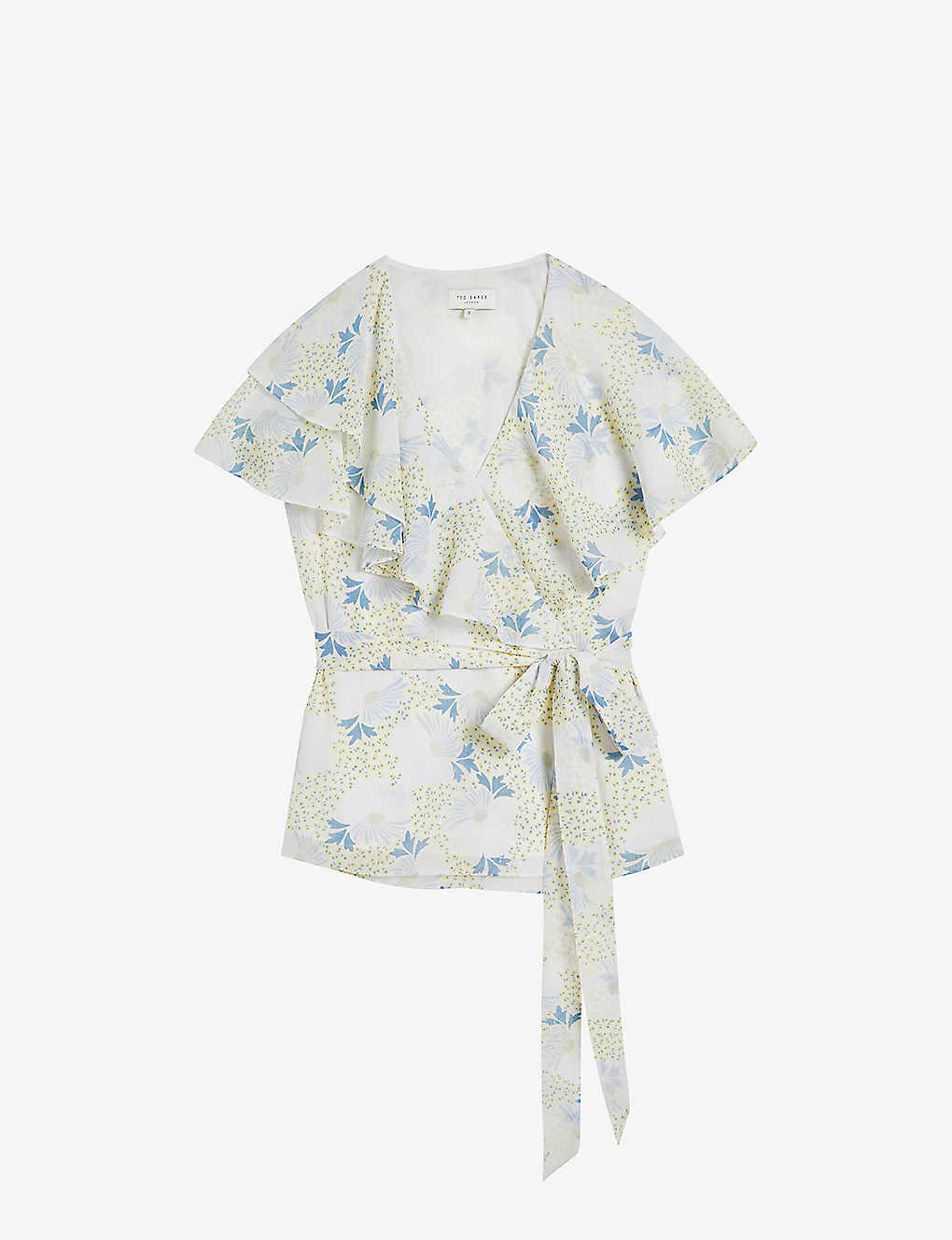 Shop Ted Baker Gemmiaa Floral-print Woven Top In Sky-blue