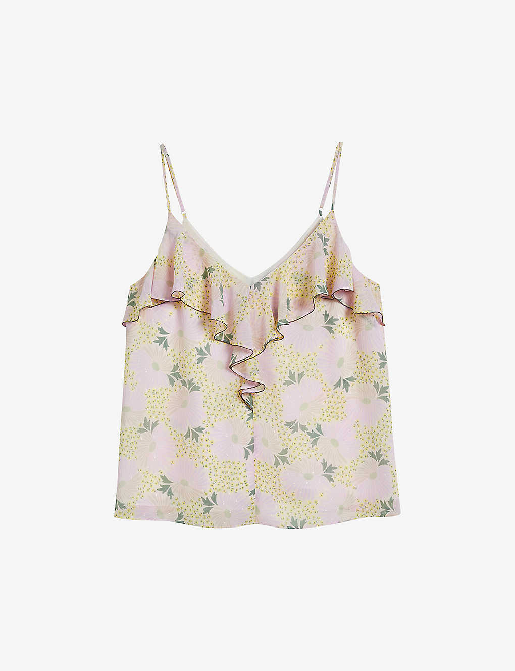 Ted Baker Shaunia Ruffled V Neck Camisole In Lt-yellow